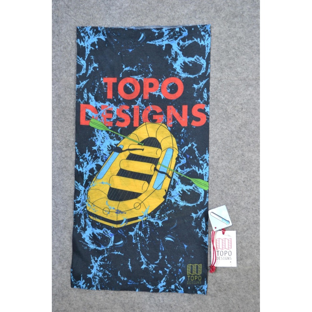 Topo Designs Gaiter Scarf Mens One Size Black Raft Print Neck Warmer Coolmax